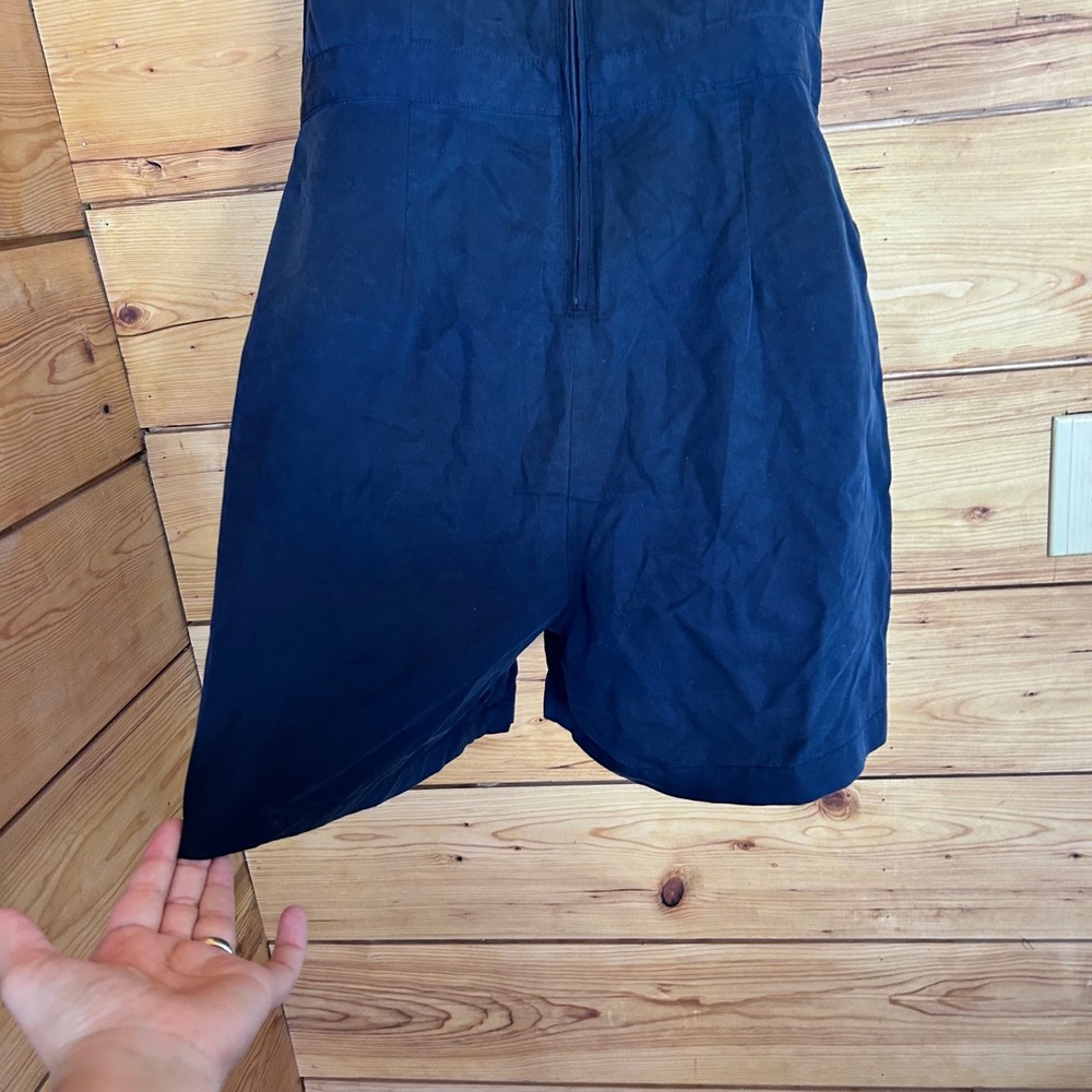 Lace Up Romper Womens Size 2 Navy Blue Knotted String Sleeveless Banana Republic - Picture 7 of 13